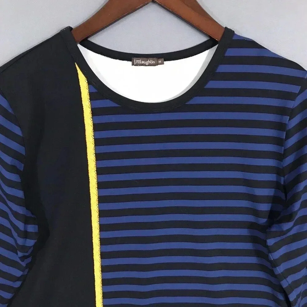 J McLaughlin Signature Tee Catalina Cloth Top Size Medium 3/4 Sleeve Nautical - Picture 3 of 15